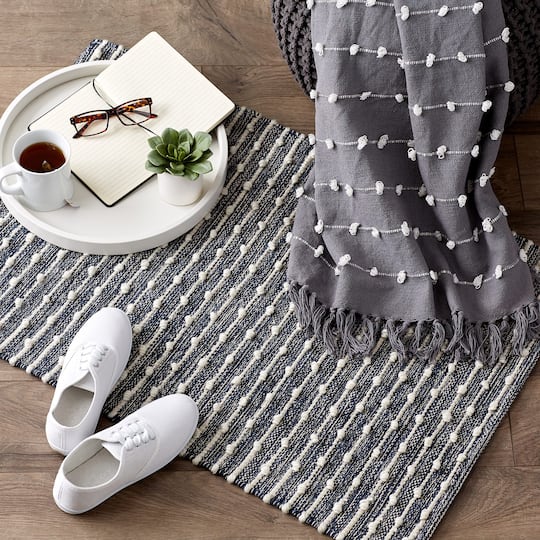 DII® French Blue Recycled Cotton Loop Rug, 2ft. x 3ft.